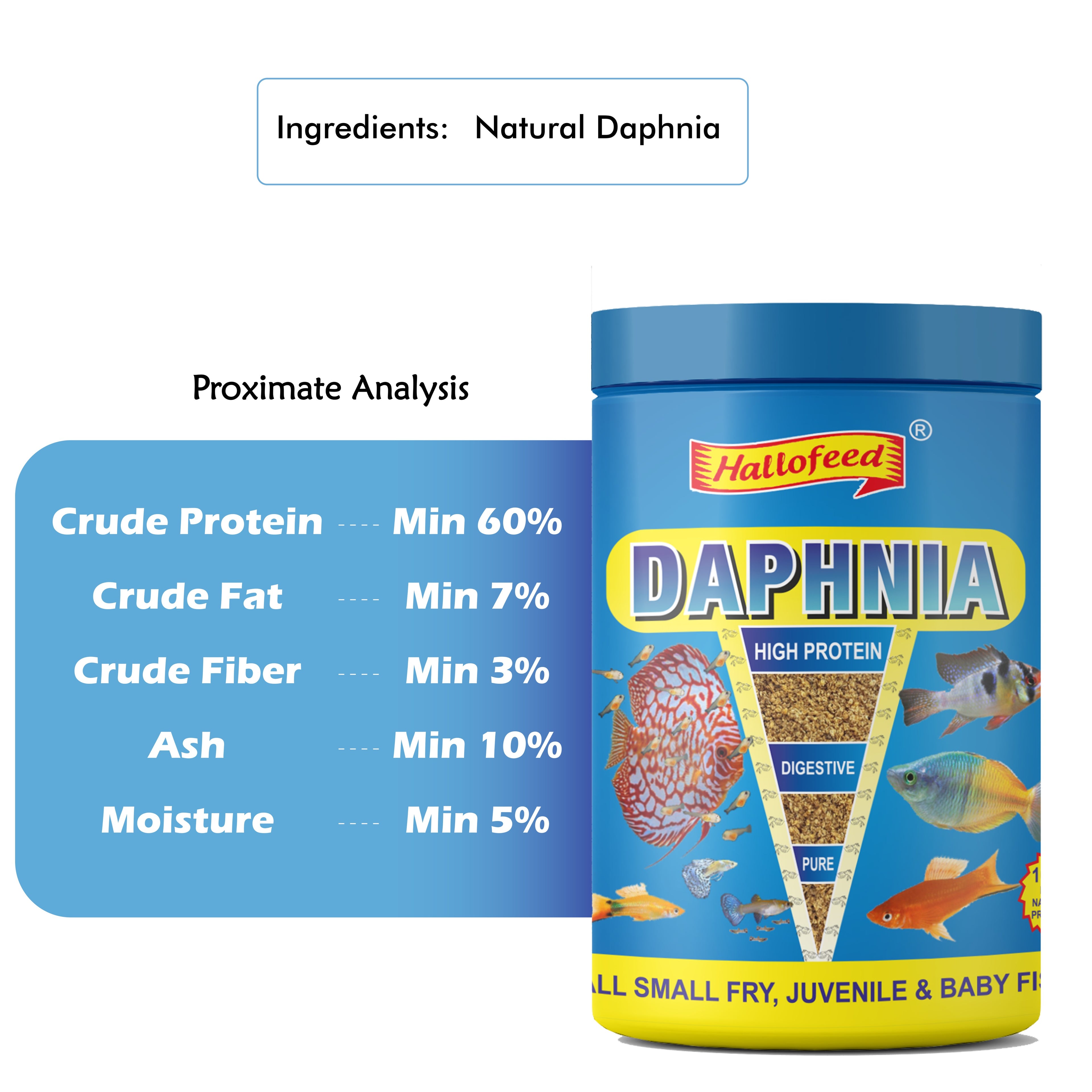 Hallofeed Daphnia Fish Food, 8gm (Fish Food for Fry)