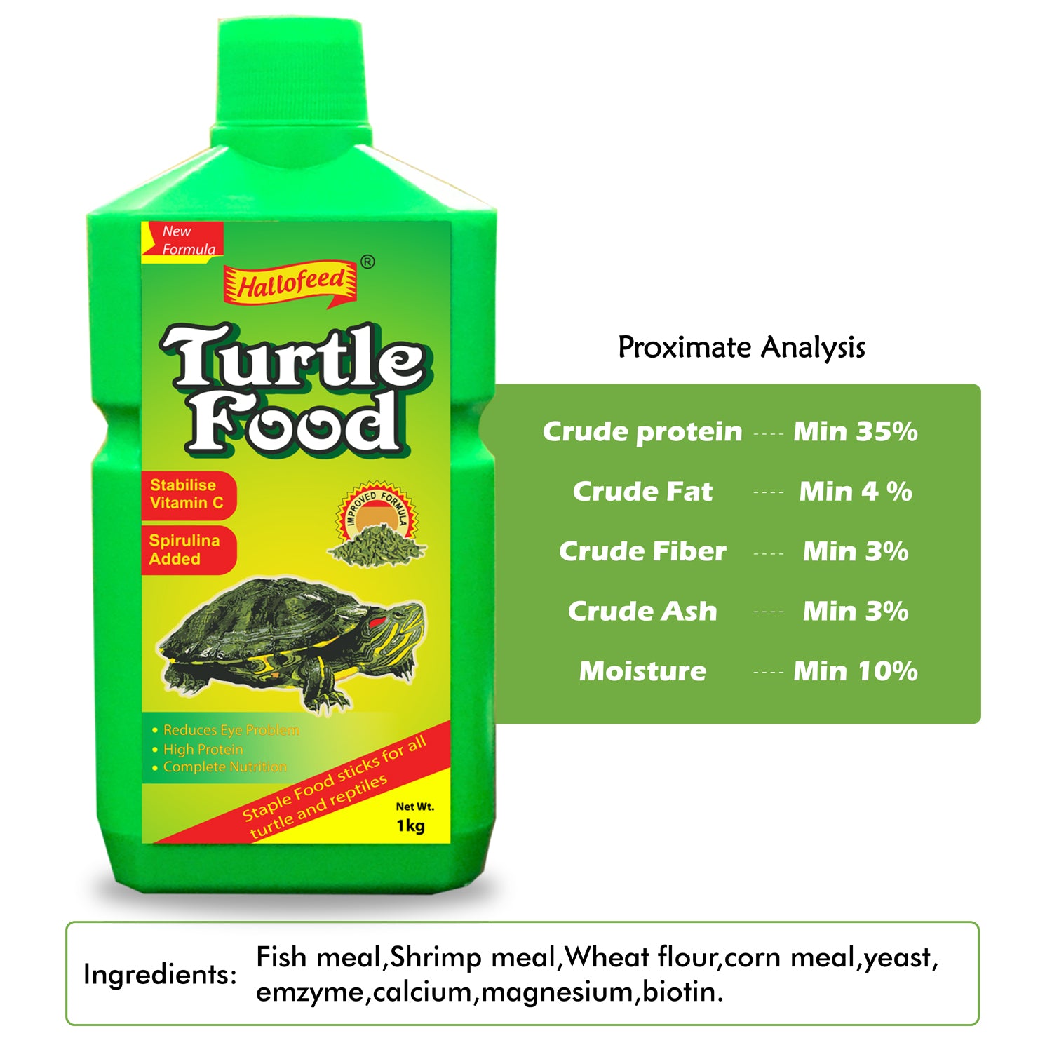 Hallofeed Turtle Food, 2 Kg Pack (2 * 1 Kg)