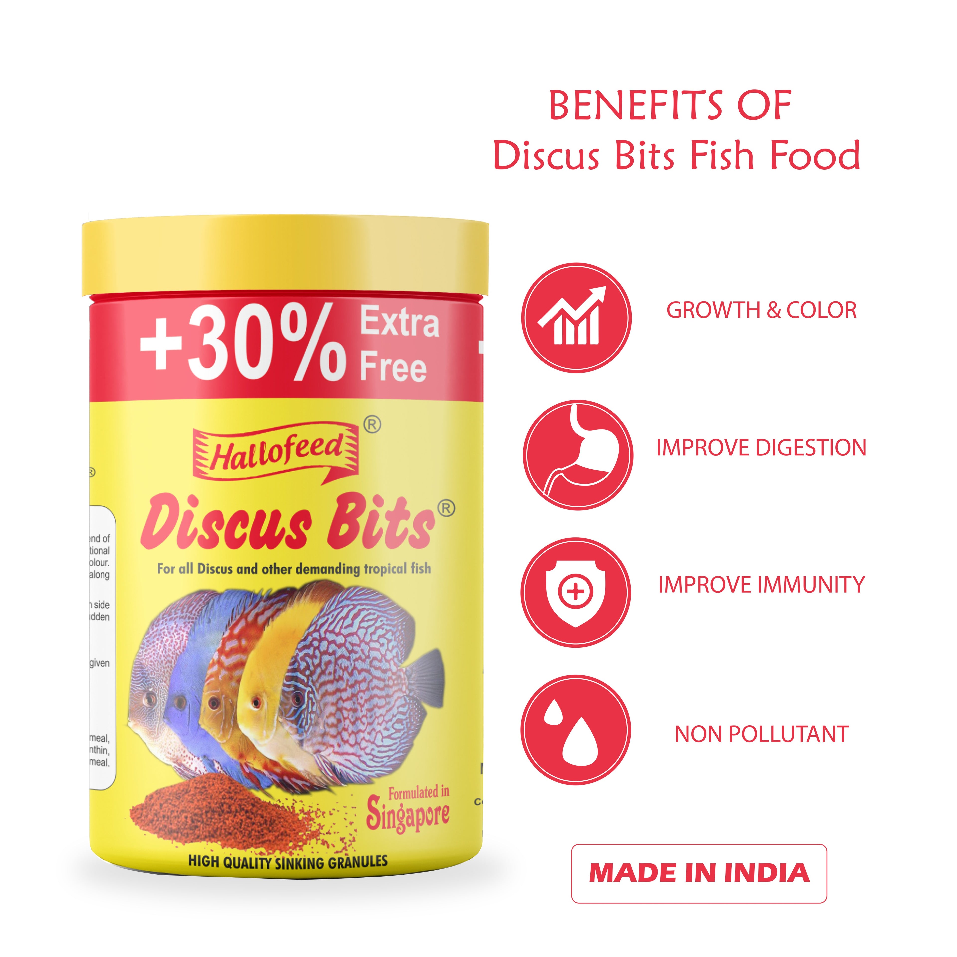 Hallofeed Discus Bits Fish food-390gm (Slow Sinking granules) Suitable for All Discus Fish, Tetra Fishes