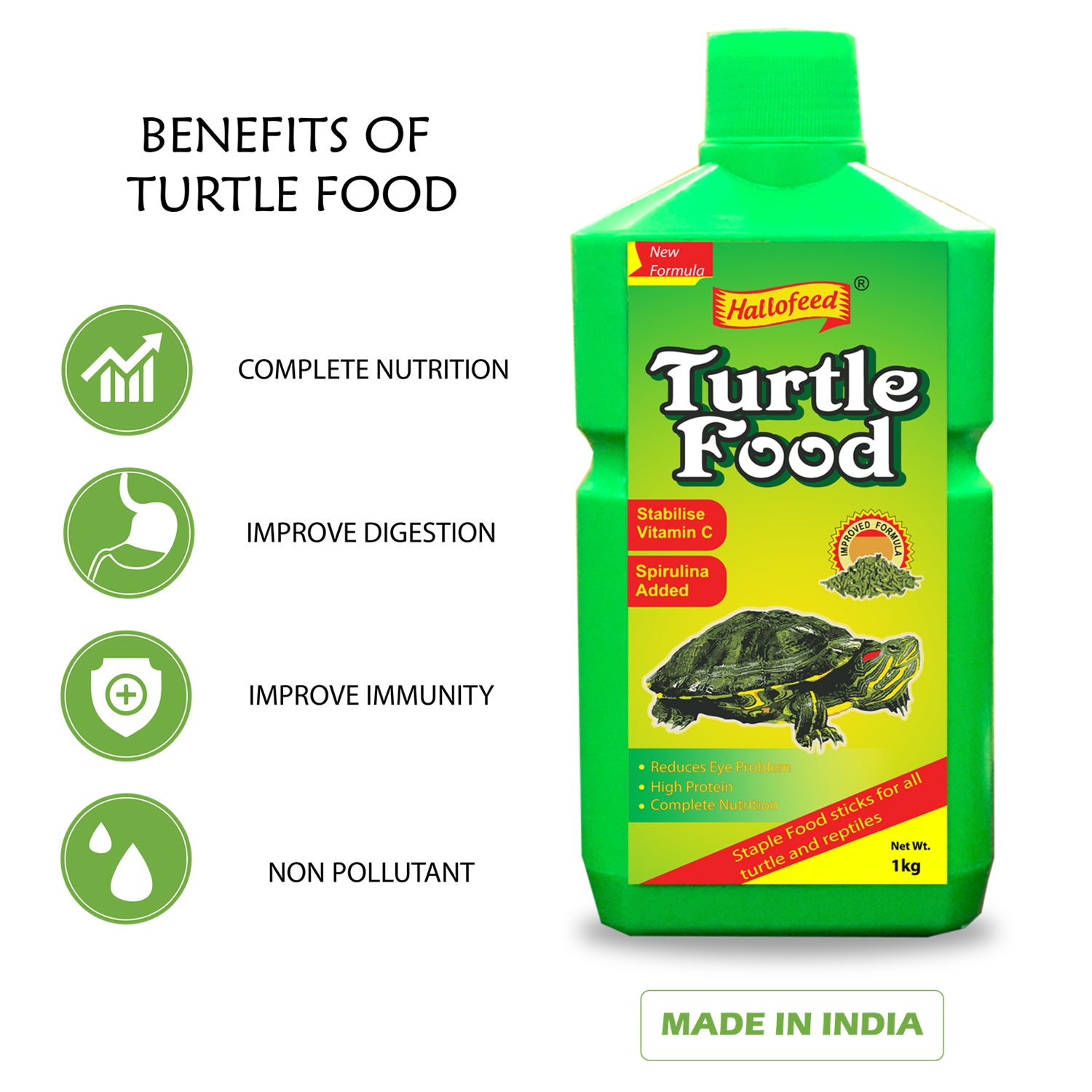Hallofeed Turtle Food, 2 Kg Pack (2 * 1 Kg)