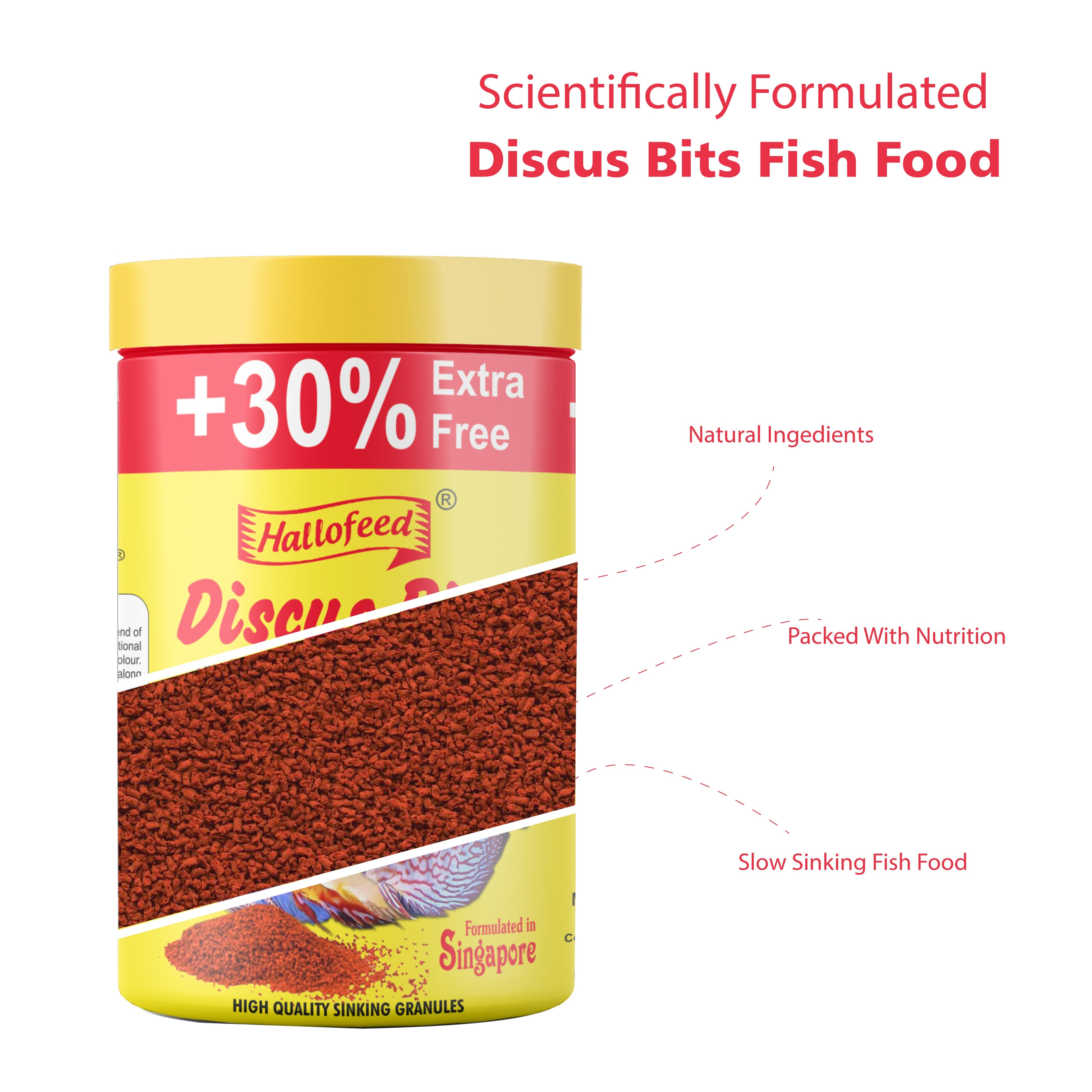 Hallofeed Discus Bits Fish food-390gm (Slow Sinking granules) Suitable for All Discus Fish, Tetra Fishes