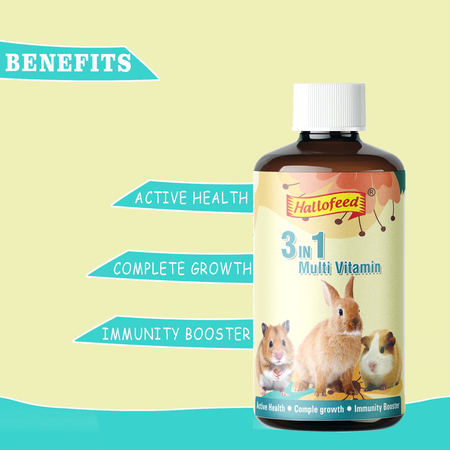Hallofeed 3 in 1 Multivitamin for rabbits, hamster & guinea pig