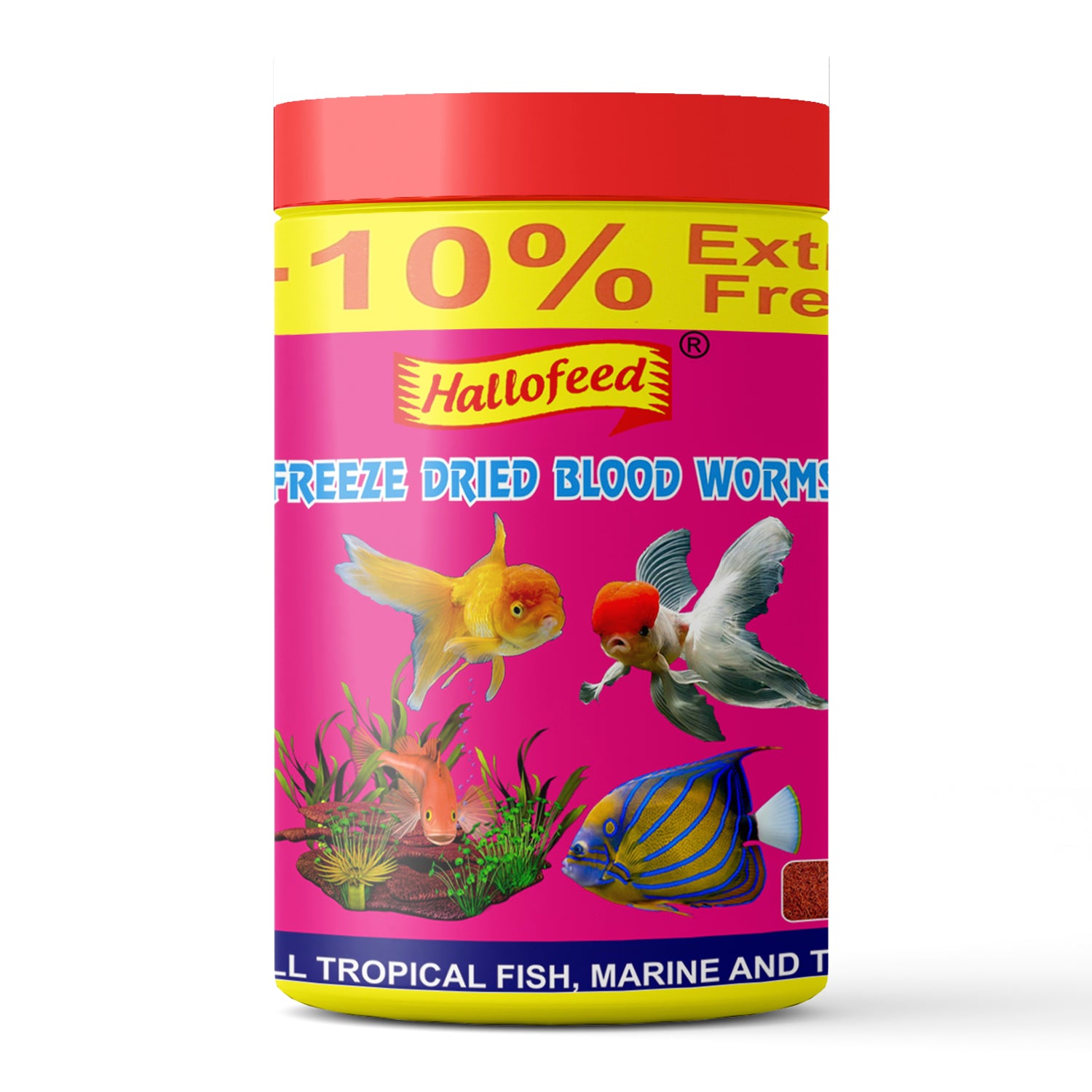 Hallofeed Blood Worms Fish Food 22 Grams for Bettas, Tetras, Arowana, Flowerhorn, Oscar Fishes of All Life Stages (22 GM)