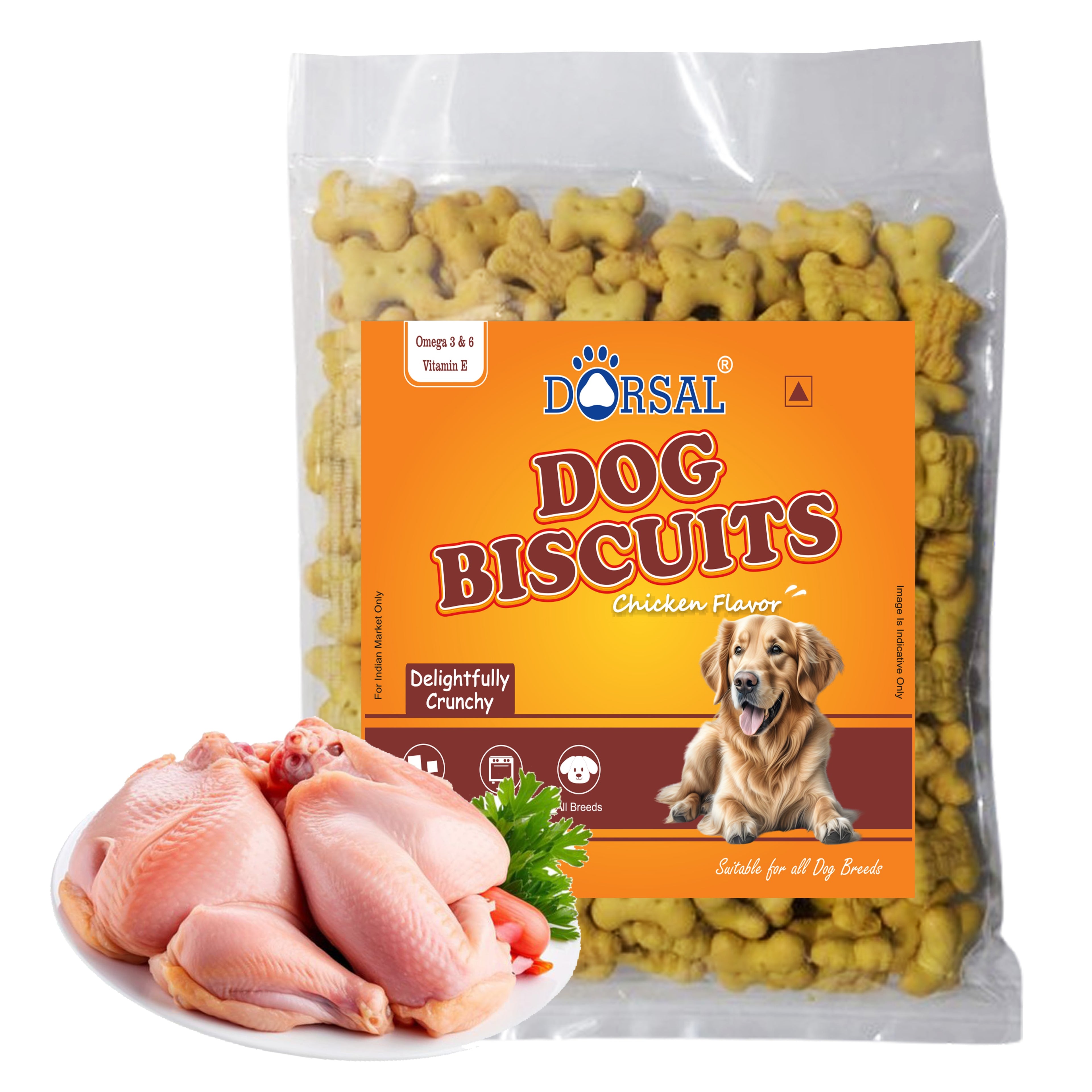 Dorsal Real Dog Biscuits 1 kg Pack, chicken flavor