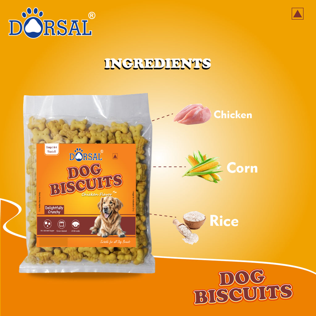 Dorsal Real Dog Biscuits 1 kg Pack, chicken flavor