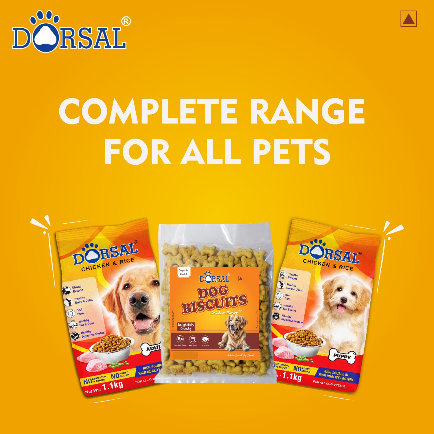 Dorsal Real Dog Biscuits 1 kg Pack, chicken flavor