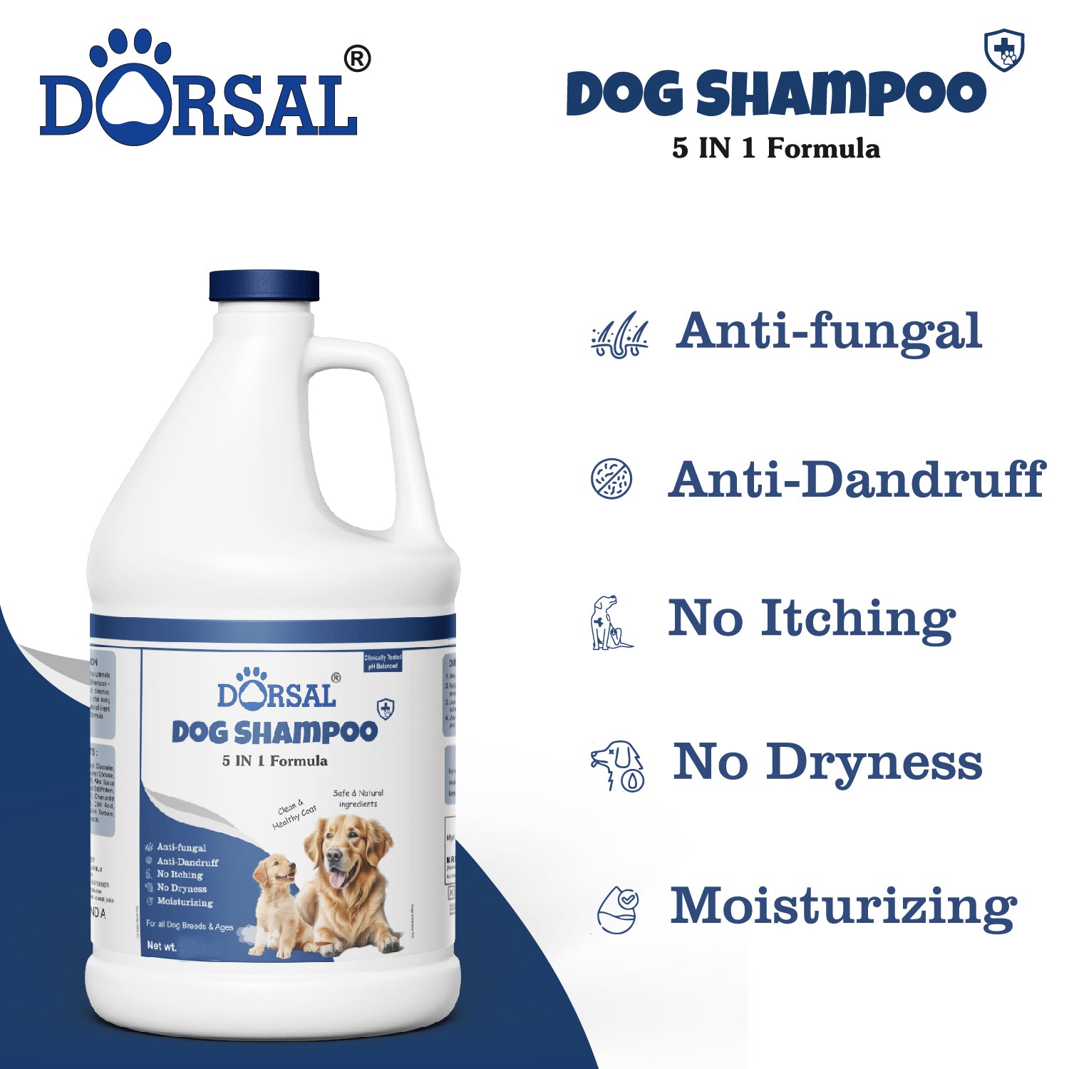 Dorsal Dog Shampoo 1 ltr 5 in 1 formula Anti-itching, Anti-dandruff, Anti-fungal, Allergy Relief LIME Dog Shampoo