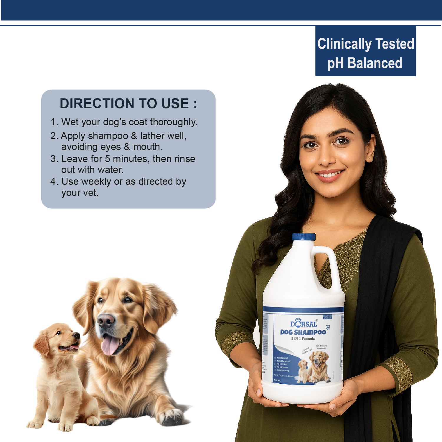 Dorsal Dog Shampoo 1 ltr 5 in 1 formula Anti-itching, Anti-dandruff, Anti-fungal, Allergy Relief LIME Dog Shampoo