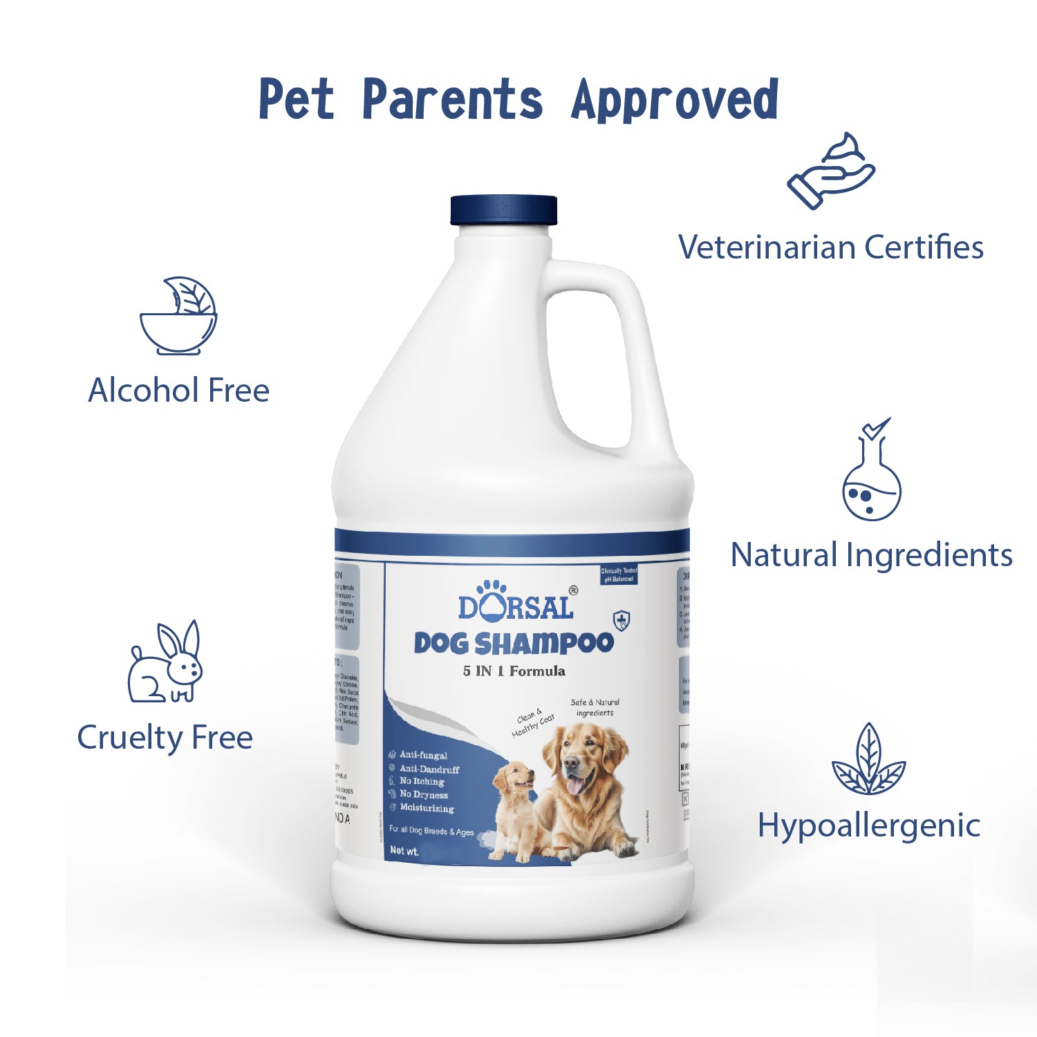 Dorsal Dog Shampoo 1 ltr 5 in 1 formula Anti-itching, Anti-dandruff, Anti-fungal, Allergy Relief LIME Dog Shampoo