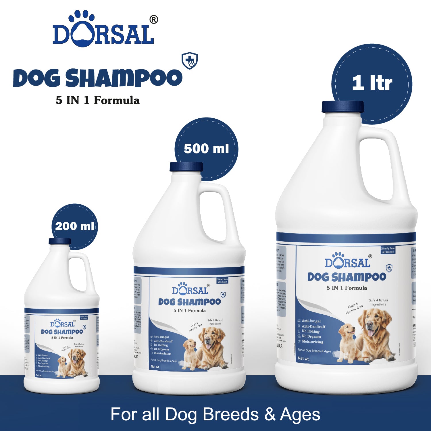 Dorsal Dog Shampoo 1 ltr 5 in 1 formula Anti-itching, Anti-dandruff, Anti-fungal, Allergy Relief LIME Dog Shampoo