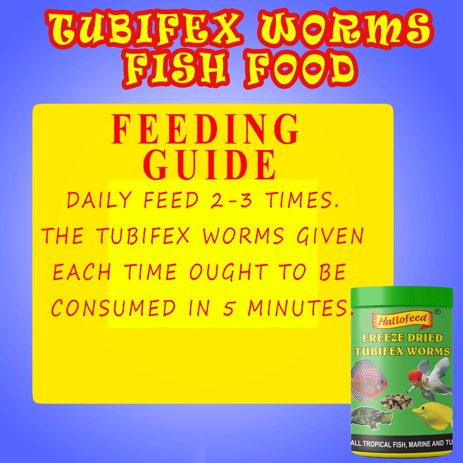 Hallofeed Freeze Dried Tubifex Worms Fish Food, 100g for All Types of Tropical & Marine Fish & Turtle Diet