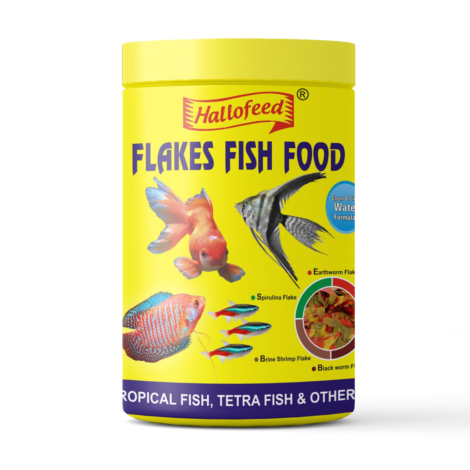 HALLOFEED Premium Tropical Flakes Fish Food for Bettas, Tetras of All Life Stages, 100g