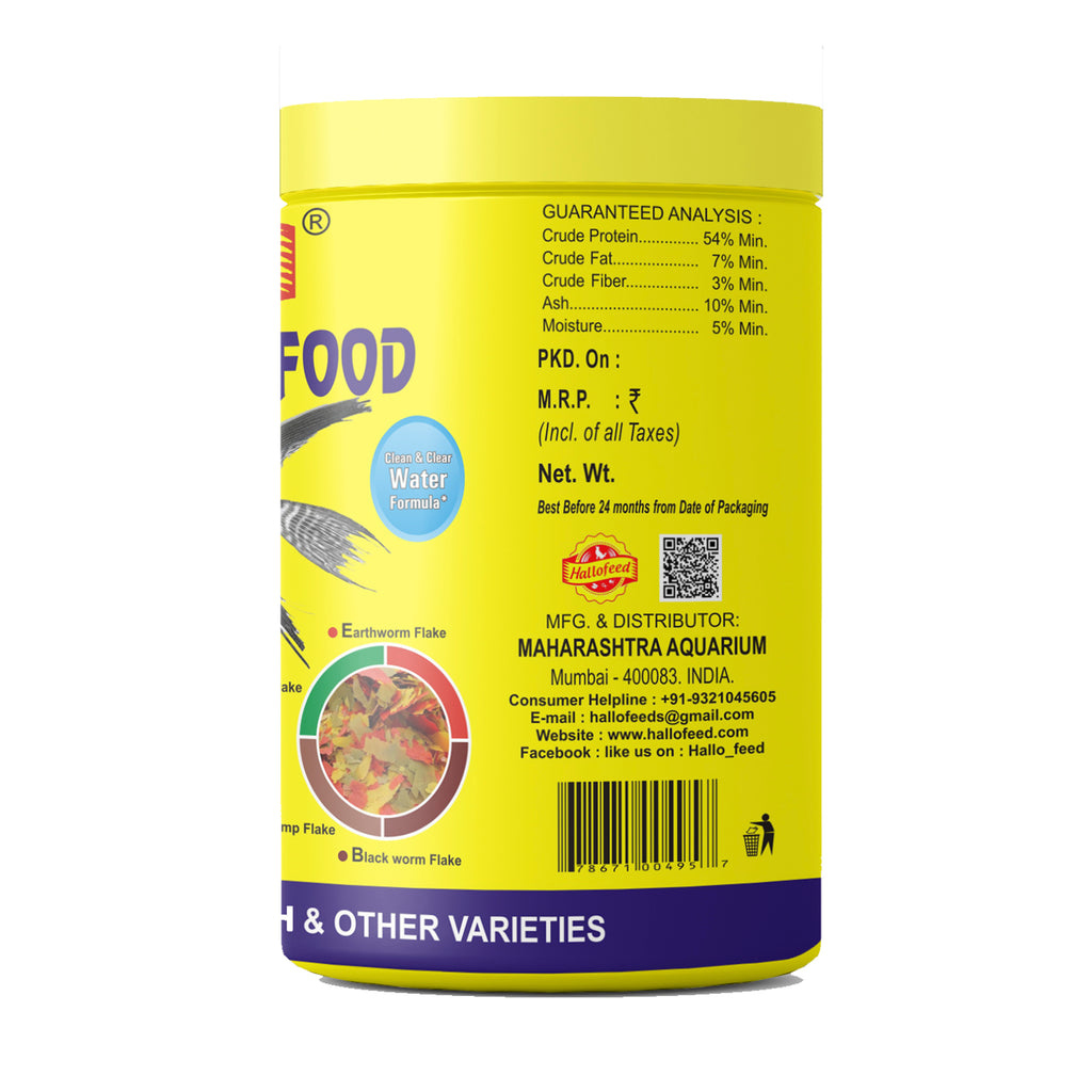 HALLOFEED Premium Tropical Flakes Fish Food for Bettas, Tetras of All Life Stages, 100g