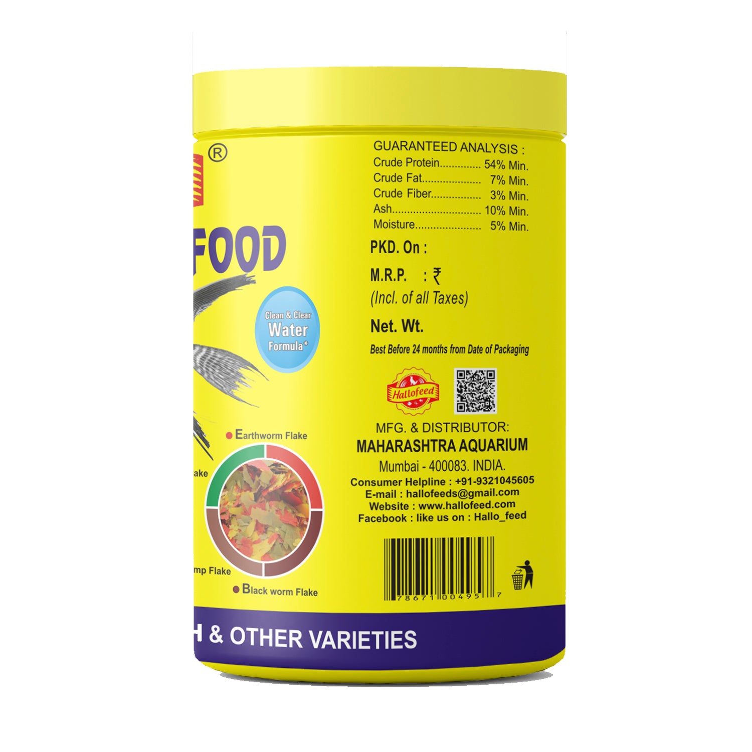 HALLOFEED Premium Tropical Flakes Fish Food for Bettas, Tetras of All Life Stages, 100g
