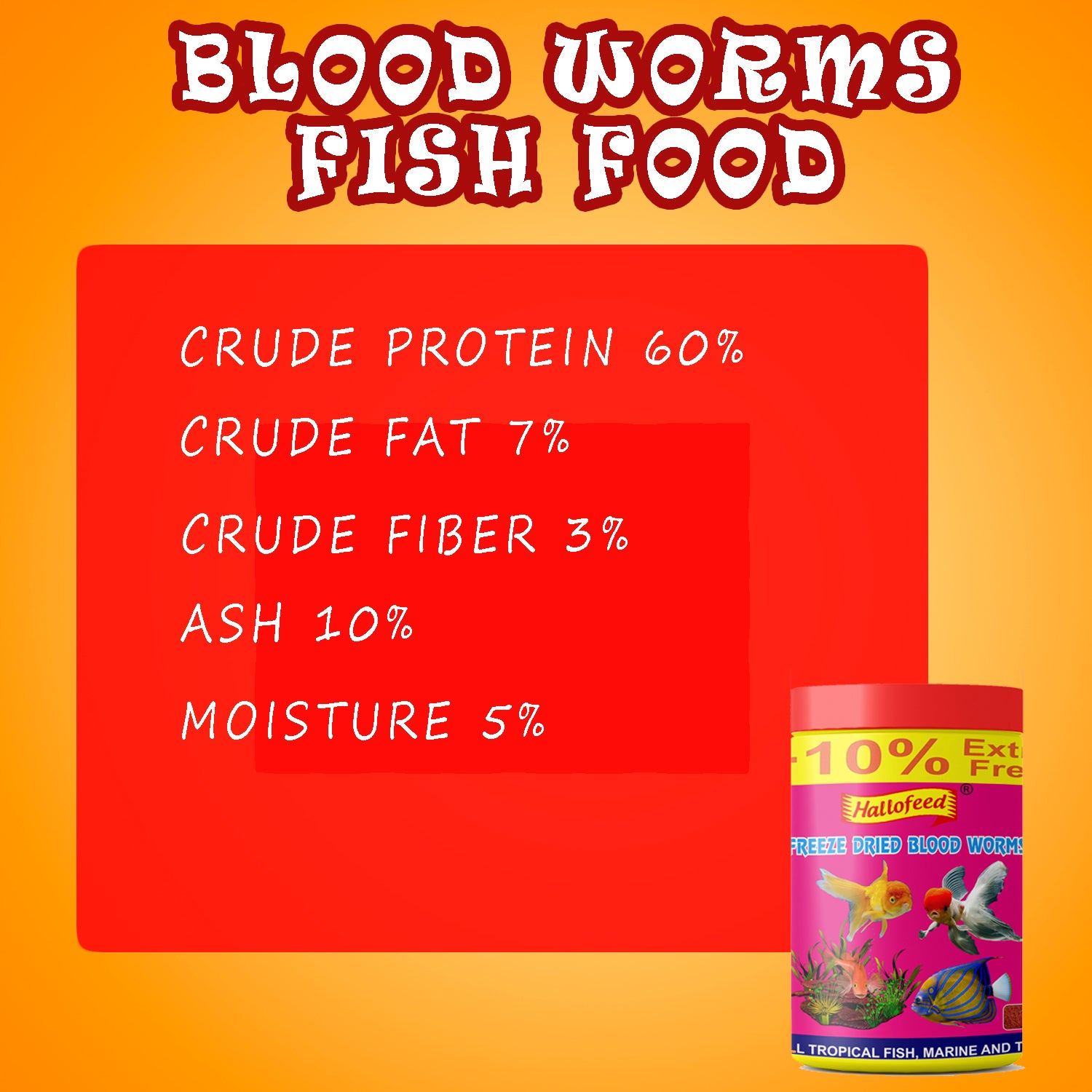 Hallofeed Freeze Dried Blood Worms For Fish- 55 Gm,All Life Stages