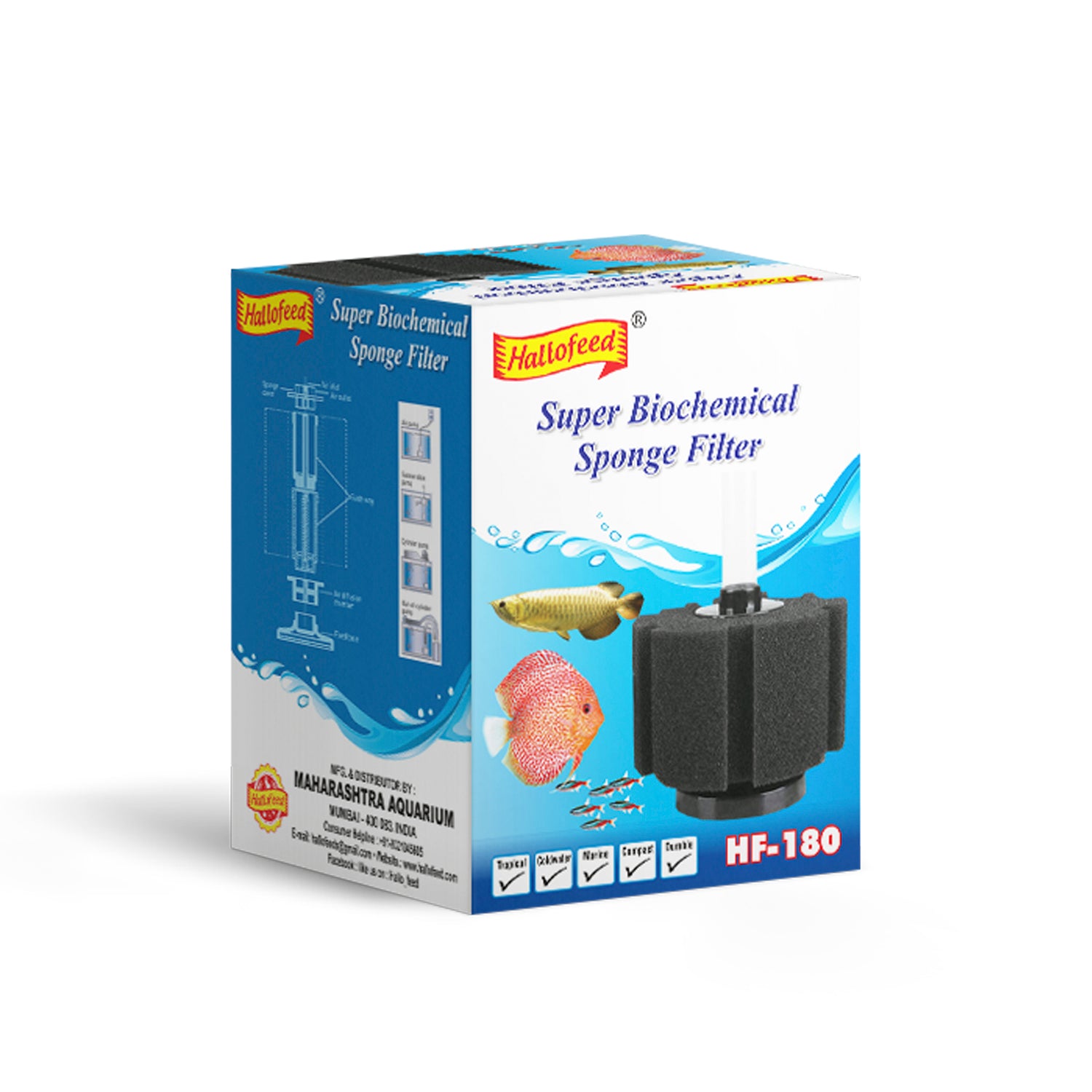Hallofeed Sponge Filter Hf-180