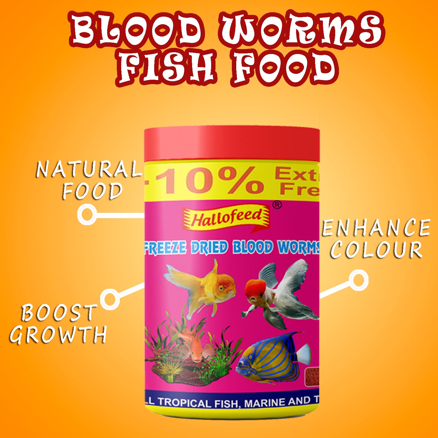 Hallofeed Freeze Dried Blood Worms For Fish- 55 Gm,All Life Stages