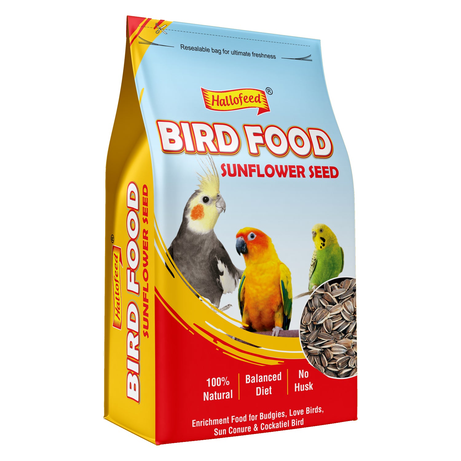 Hallofeed Bird Food for Parrots, 500 Grams, Sunflower Seeds, Samll Parrots, Conures, Lovebirds, Cockatiels, African Grey, Macaws, Cockatoo