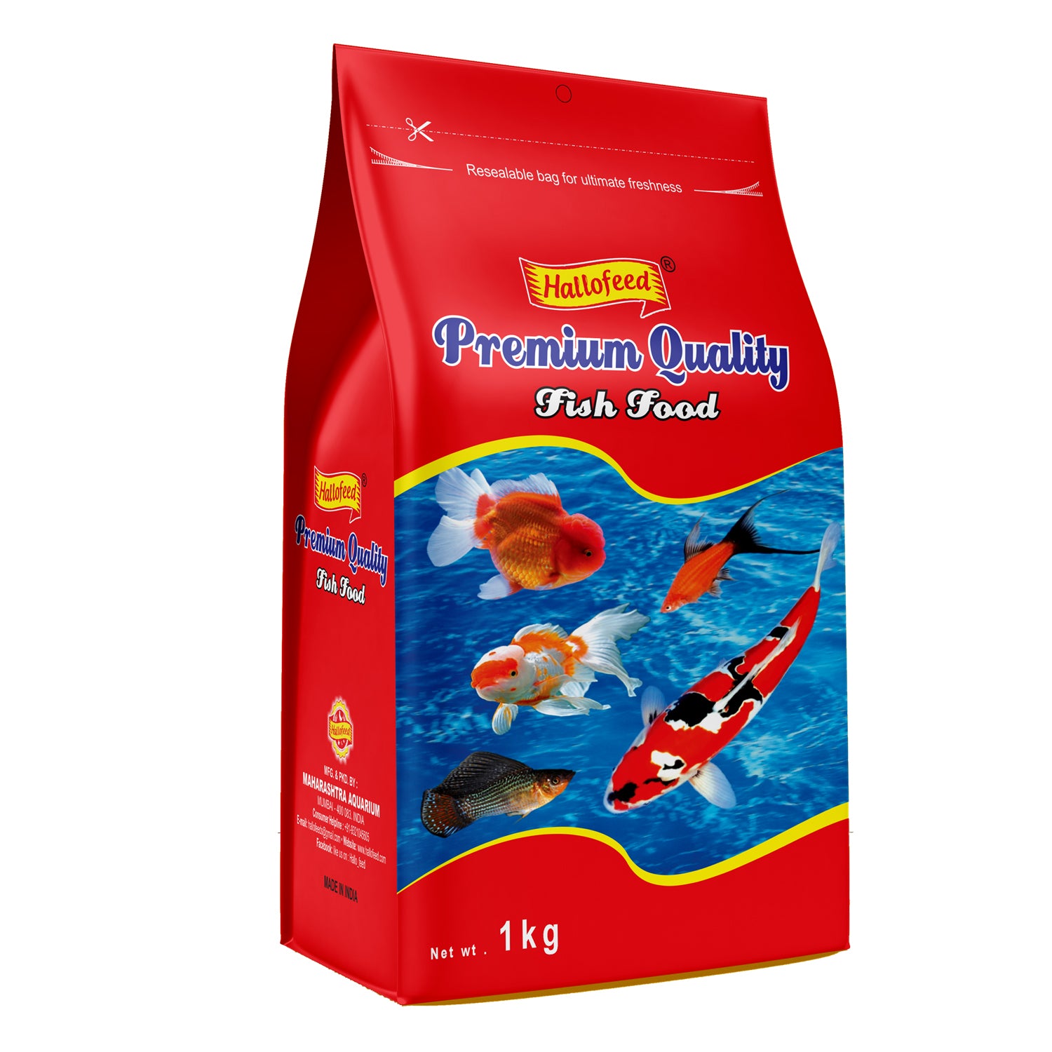 Hallofeed Fish Food For Aquarium -1Kg (Red,Green) Floating Pellet For All Tropical Varieties, Size 1.2 Mm