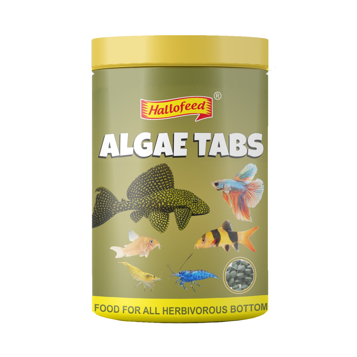 Hallofeed Algae Tablets for Bottom Feeders, 80g, Fish Food for Plecostomus, Cory Catfish, Loaches, Crayfish, Shrimps