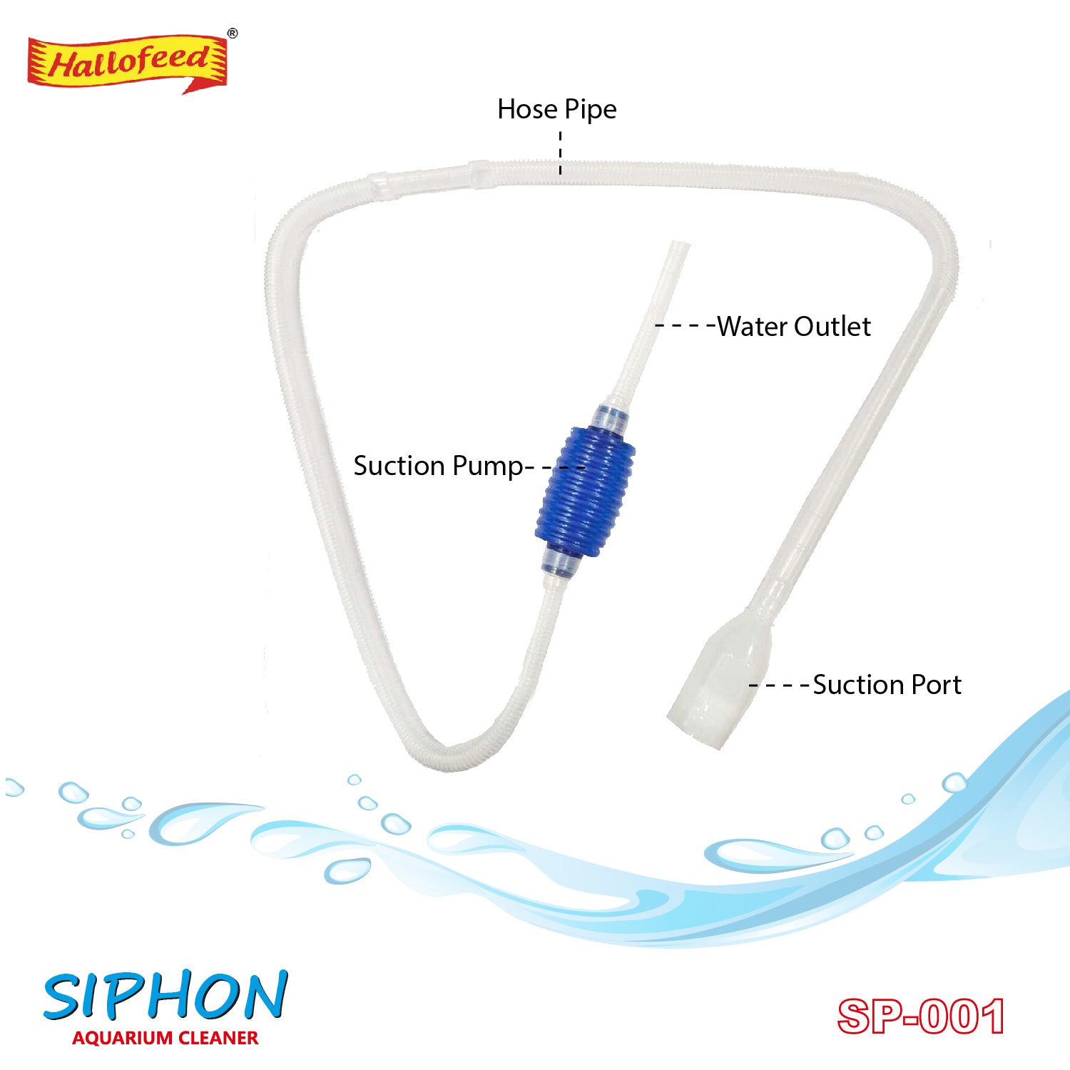 Hallofeed Aquarium Siphon Pump, 1.7 Metre Fish Tank Cleaning Tool, Gravel Cleaner